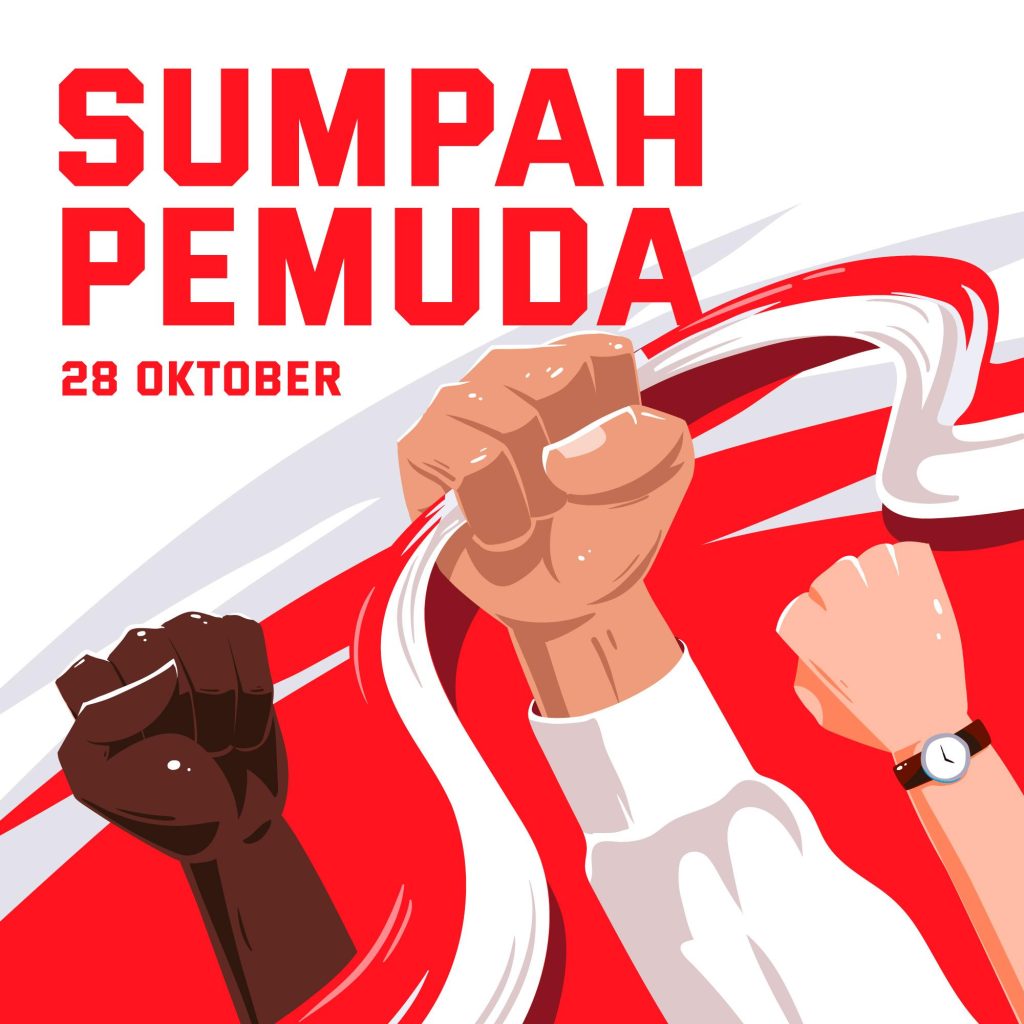 Ilustrasi desain tangan mengepal biasanya digunakan dalam menggambarkan semangat tema sumpah pemuda